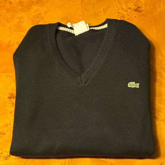 Lacoste Men's Classic Black V-Neck Sweater - Picture 2 of 3
